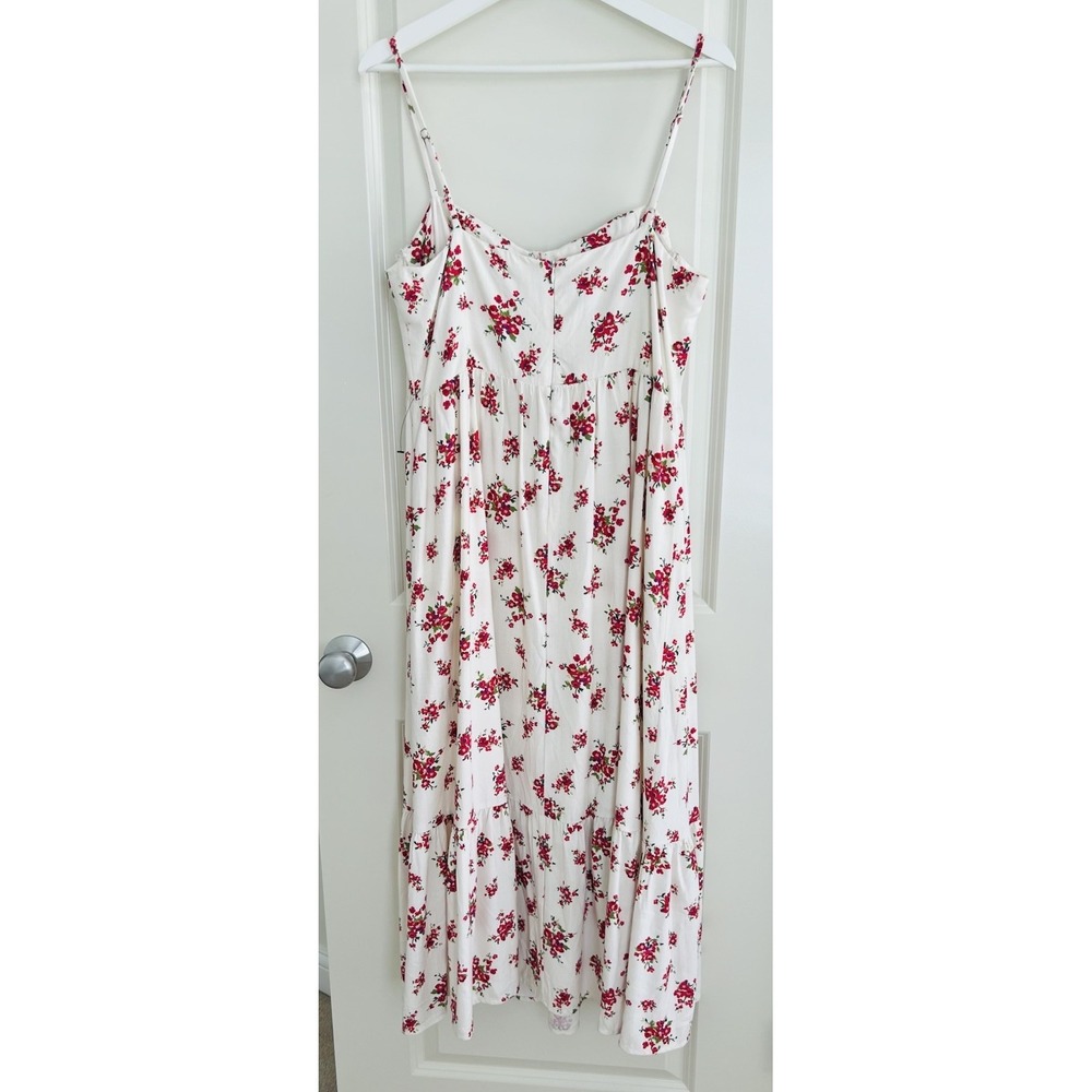NWT ASTR The Label Corset Red Floral Pleated Sweetheart Midi Dress Strappy L - Picture 12 of 14